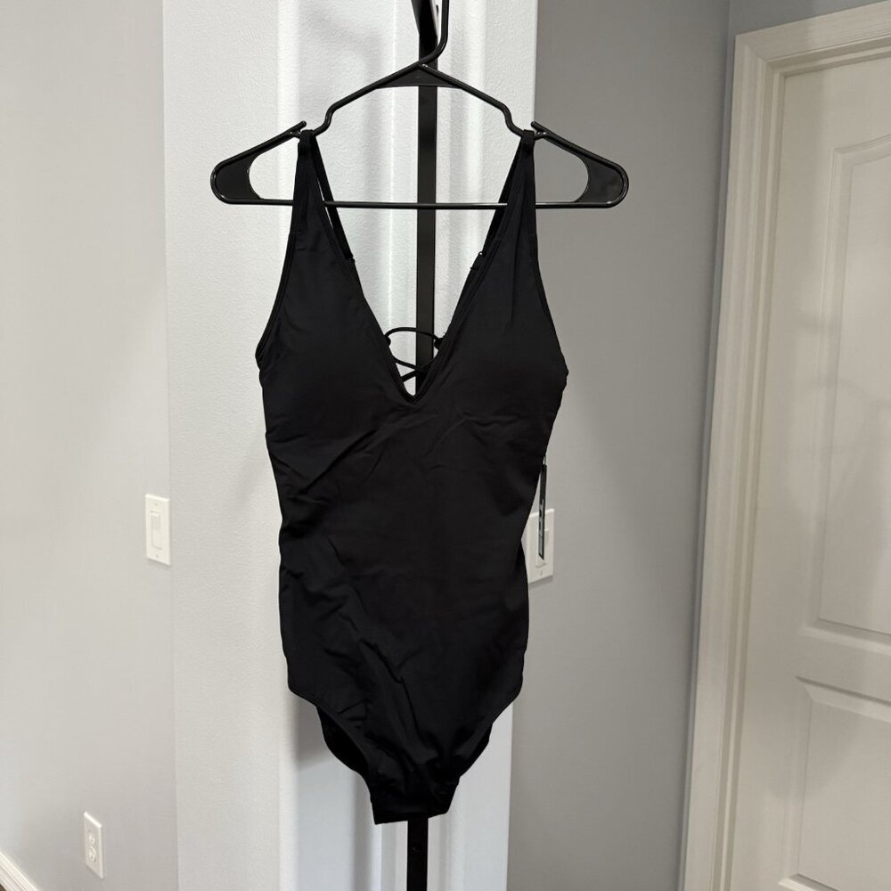 TA3 Swimwear Plungey Black One Piece Regular / Long LARGE BRAND NEW $178 MSRP